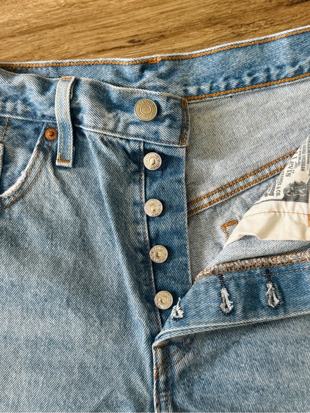 Levi's Light Blue Distressed Denim Shorts - Picture 4 of 8